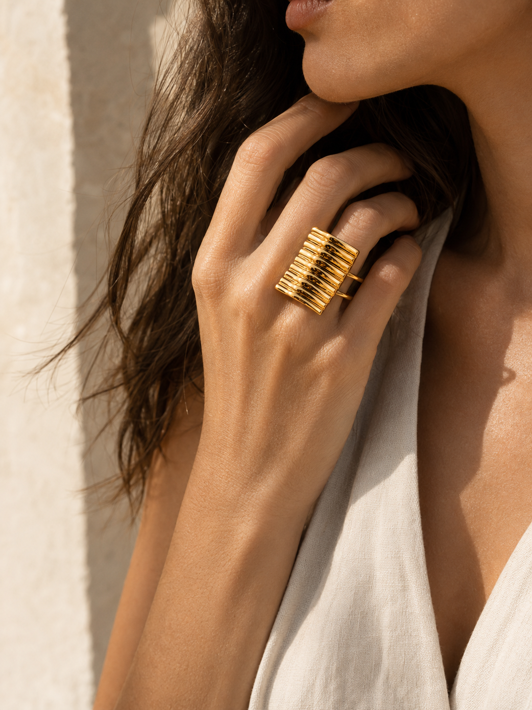 BAGUE ÉVENTAIL TEXTURÉE