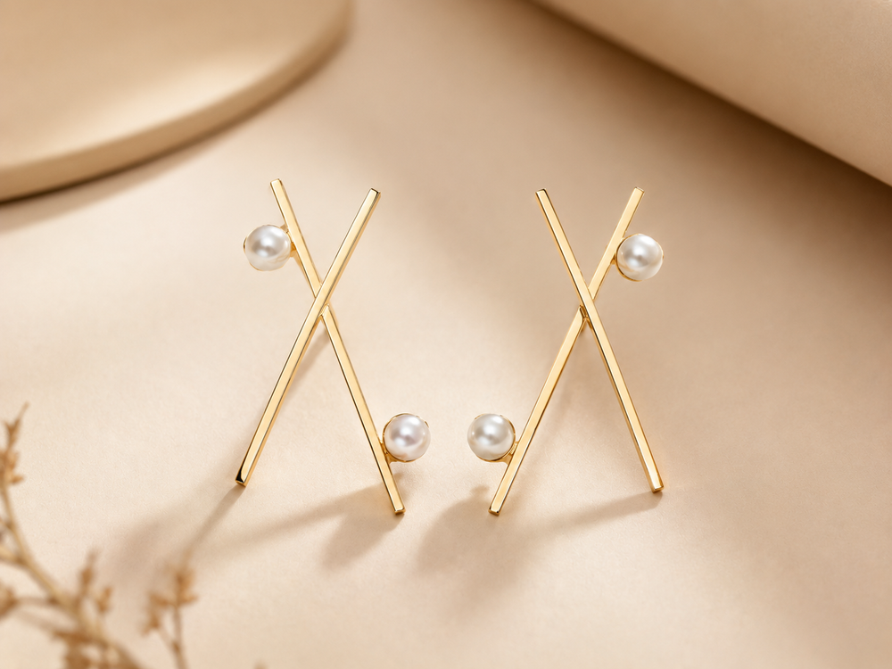 BOUCLES D'OREILLES PERLES CROISÉES
