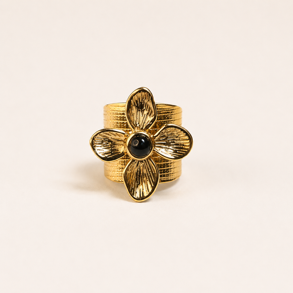 BAGUE FLEUR NOIRE