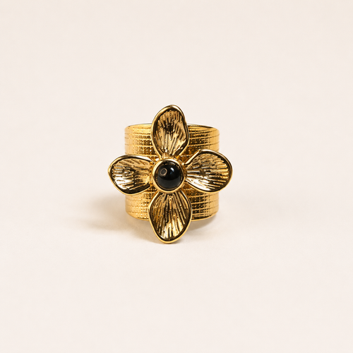 BAGUE FLEUR NOIRE