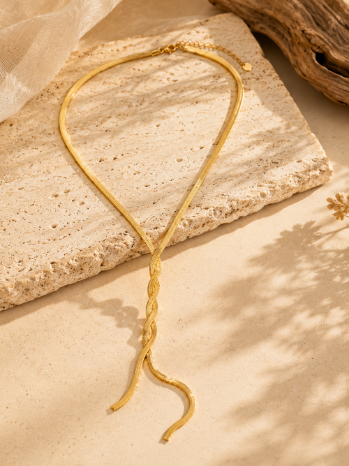 COLLIER LONG NŒUD DORÉ