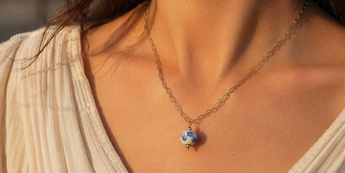 COLLIER PERLE AZUR