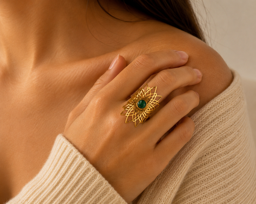 BAGUE ROSACE VERTE
