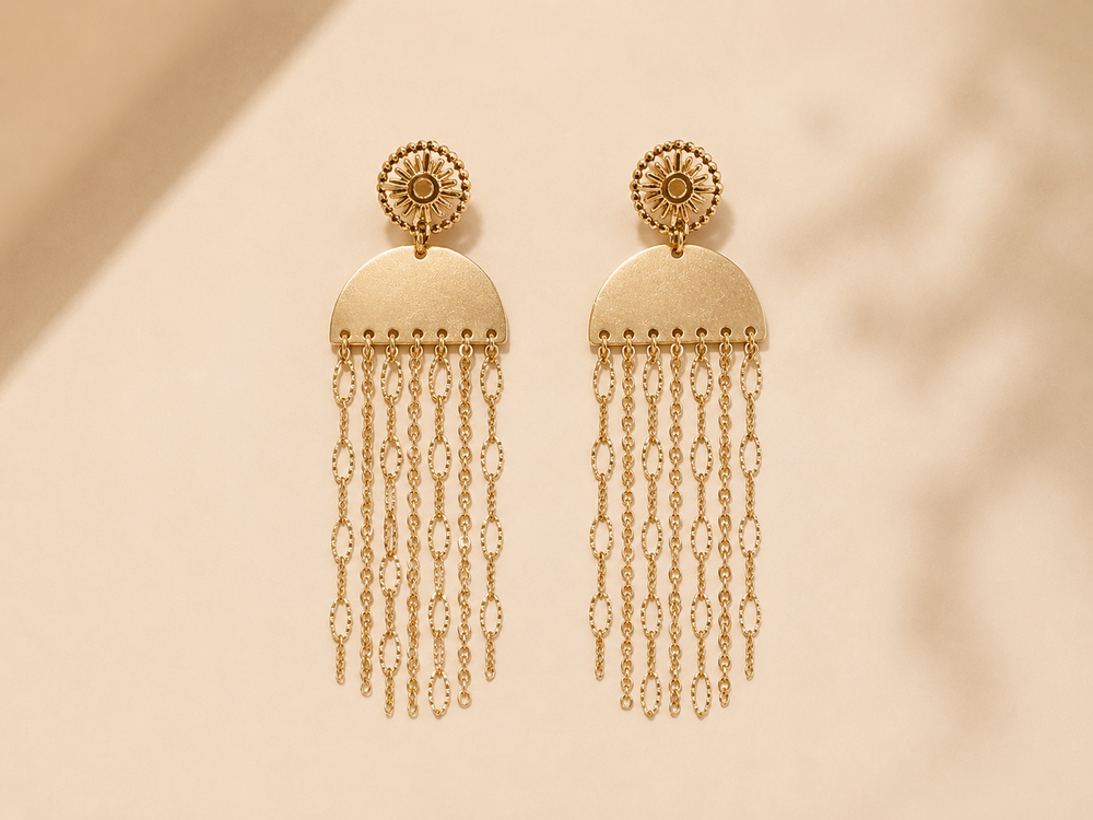 BOUCLES D'OREILLES CASCADE DORÉE
