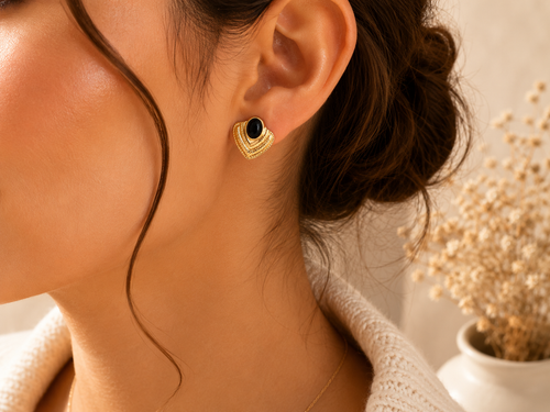 BOUCLES D’OREILLES PIERRE NOIRE