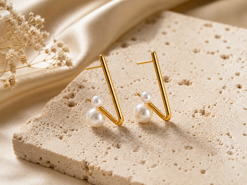 BOUCLES D’OREILLES TRIANGLE PERLÉ