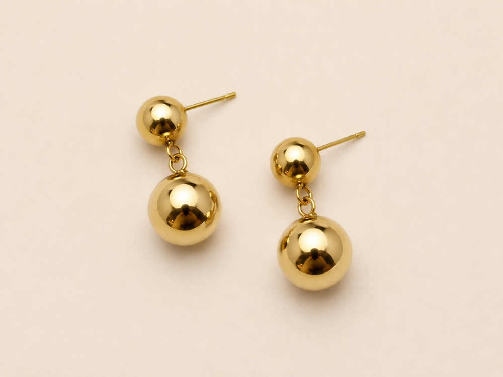 BOUCLES D'OREILLES DOUBLE SPHÈRE