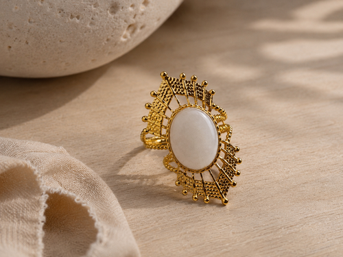BAGUE PIERRE BLANCHE